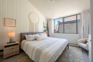 Rest easy in the serene king bed suite at Park Avenue 299. With soft natural light, calming tones, and cozy furnishings, this bedroom is your peaceful sanctuary after a full day of Park City adventure