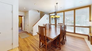 From family dinners to lively group gatherings, the spacious dining room at Pay Day 189 has room for everyone. Warm wood tones, elegant lighting, and an open layout make this Park City vacation rental