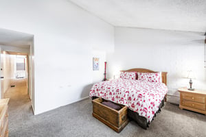Rest and recharge in the cozy king bedroom at Park Avenue 333. Simple, clean, and comfortable with charming vintage touches, this peaceful retreat is everything you need after a full day of Park City 