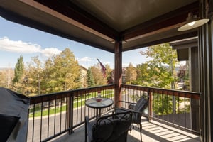 Step outside and take in the fresh mountain air from the private balcony at Bear Hollow 4402. A perfect spot to enjoy your morning coffee or unwind in the evening at this Park City vacation rental.