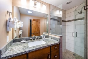 Beautifully tiled, thoughtfully designed, and impeccably finished — the bathrooms at Park Avenue 236 are just one more reason this is a standout in Park City lodging.