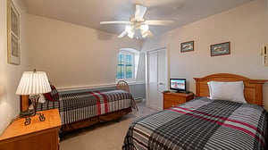 The twin bedroom at Resort Plaza 5013 offers comfortable sleeping space for kids or extra guests — making this Park City condo rental an ideal choice for larger groups.