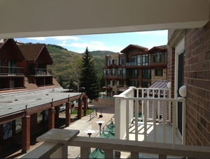 Step out onto the private balcony at Resort Plaza 5022 and soak in the stunning mountain village views — a wonderful perk of this soughtafter Park City vacation rental.