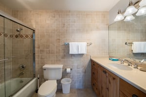 Every bathroom at Resort Plaza 5064 reflects the same care and quality found throughout the property, with beautiful tile work and thoughtful design that enhance the overall comfort of this exceptiona