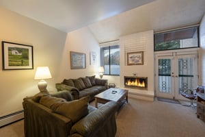 Cozy up by the fireplace and let the mountain vacation begin.