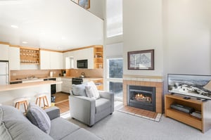 Cozy up in this bright, openconcept retreat with a warm fireplace, fullyequipped kitchen, and Park City mountain views from your living space.