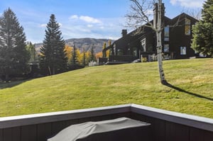 Open green space and aspen groves surround the Three Kings 41 vacation rental.