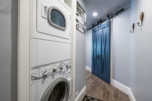 The inunit washer and dryer at Resort Plaza 5000 — a practical convenience that makes longer stays at this skiinskiout Park City vacation rental feel completely effortless.