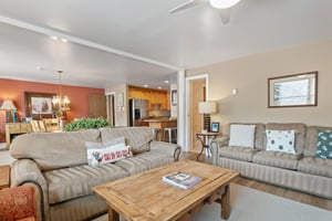 Cozy up by the fireplace and let the stresses of everyday life melt away in the warm and comfortable living room at Resort Plaza 5064, a Park City condo rental that creates the perfect ambiance for a