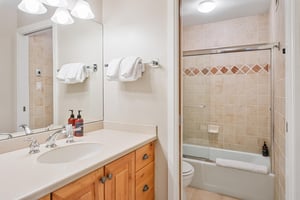 Every bathroom at Resort Plaza 5064 reflects the same care and quality found throughout the property, with beautiful tile work and thoughtful design that enhance the overall comfort of this exceptiona