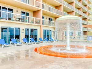 The fun splash pad and fountain at Sunrise Beach Resort