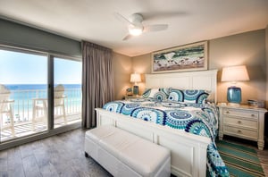 Master bedroom overlooking beach at Moonspinner in Panama City Beach FL