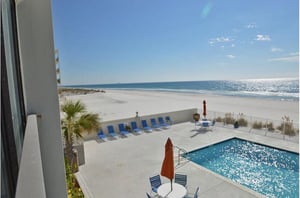 View of pool from Gulf Tower Condos patio in Gulf Shores Alabama