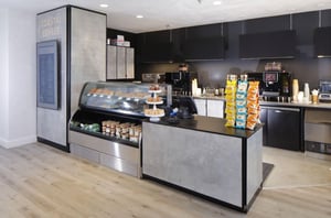 The counter and display case at the coffee shop at Perdido Beach Resort in Orange Beach Alabama
