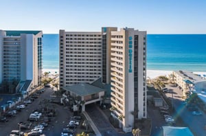 Birds eye view of the streetside exterior of SunDestin Beach Resort in Destin Florida