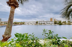 A bridge across a community lake