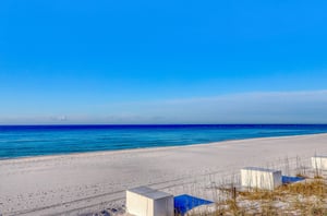 The blue and white coastline adjacent to Mainsail