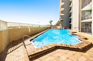The beachfront swimming pool in front of Island Echos in Fort Walton Beach Florida
