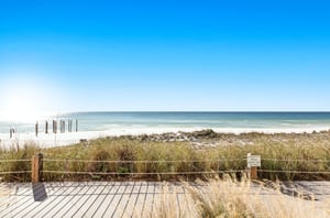 A boardwalk fromm Crystal Sands to the private beach.