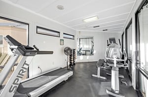 The fitness center provides a place to keep exercise goals on track.