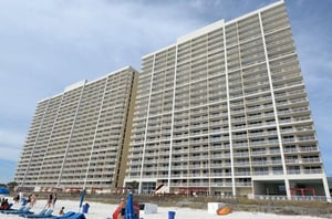 View from the beach of Majestic Beach Resort in Panama City Beach FL