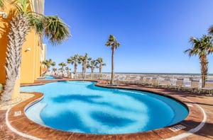 The beachside outdoor pool in front of Splash Resort in Panama City Beach Florida