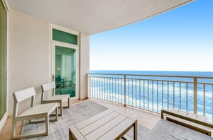 A private balcony overlooking the Gulf at Aqua Resort in Panama City Beach Florida
