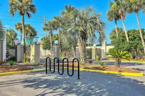 The community is gated and provides convenient bicycle racks for cyclists.