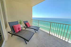 Relax on the balcony and enjoy the view at Gulf Crest Condominiums in Panama City Beach Florida