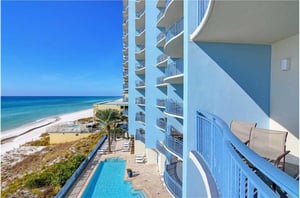 View of pool from balcony at Sterling Breeze in Panama City Beach Florida