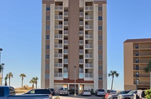 View from the street of Clearwater Condos in Gulf Shores Alabama