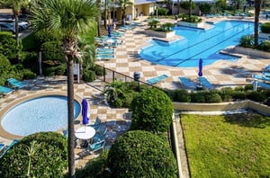 Two of the complexs sparkling pools.