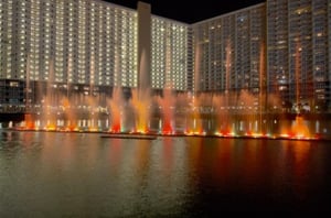 Laketown Wharfs Fountains at Night