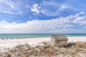 The ivory shoreline next to Majestic Sun in Destin