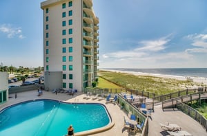 The outdoor pool beside Perdido Towers in Perdido Key Florida