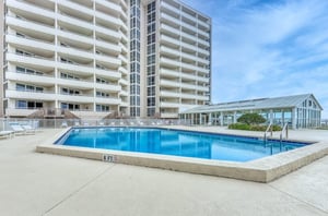 The outdoor beachside swimming pool in front of Perdido Sun in Perdido Key Florida
