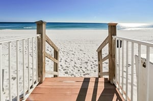 The boardwalk leads to and from the beautiful beach.