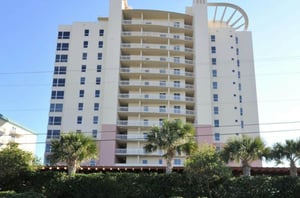 View from the street La Playa Condominiums in Perdido Key Florida