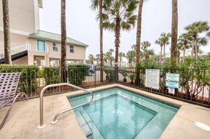The community hot tub is ready for guests to relax and enjoy.