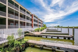 The boat slips at Water Street Hotel  Marina in Apalachicola Florida