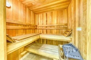 Wooden interior of the sauna