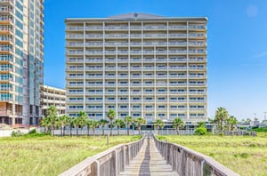 View from the beach of Tidewater Beach Resort Condominiums in Orange Beach Alabama