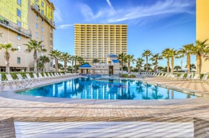 View from the beach of Crystal Towers in Gulf Shores Alabama