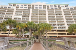 View from the beach walkway of Regency Isle in Orange Beach Alabama