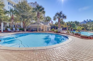 One of several pools on the property.