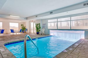 The indoor portion of the indooroutdoor swimming pool at Island Royale in Gulf Shores Alabama