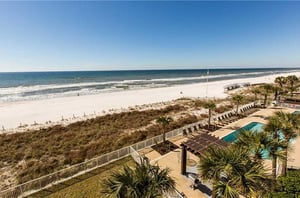 View the Gulf and pool area from Ocean Villa in Panama City Beach FL