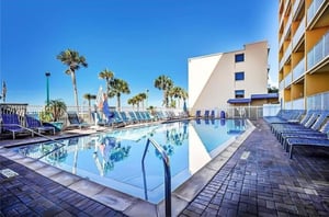 One sparkling beachfront pool at Bilmar Beach Resort in St. Pete Beach, Florida