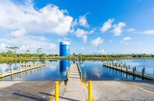 The onsite boat launch at Grand Caribbean in Orange Beach Alabama