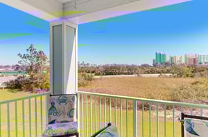 A private balcony with lounge chairs at Grand Caribbean in Orange Beach Alabama